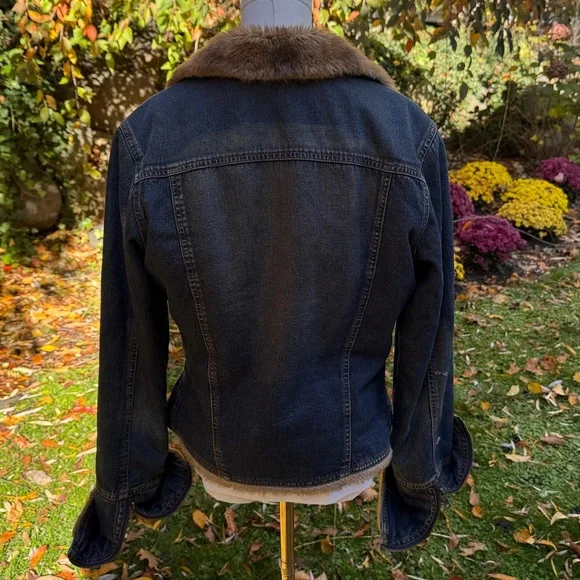 GUESS TRUE VINTAGE 80s RARE FAUX FUR DENIM / JEAN JACKET - L 💙🔥 - Picture 6 of 11